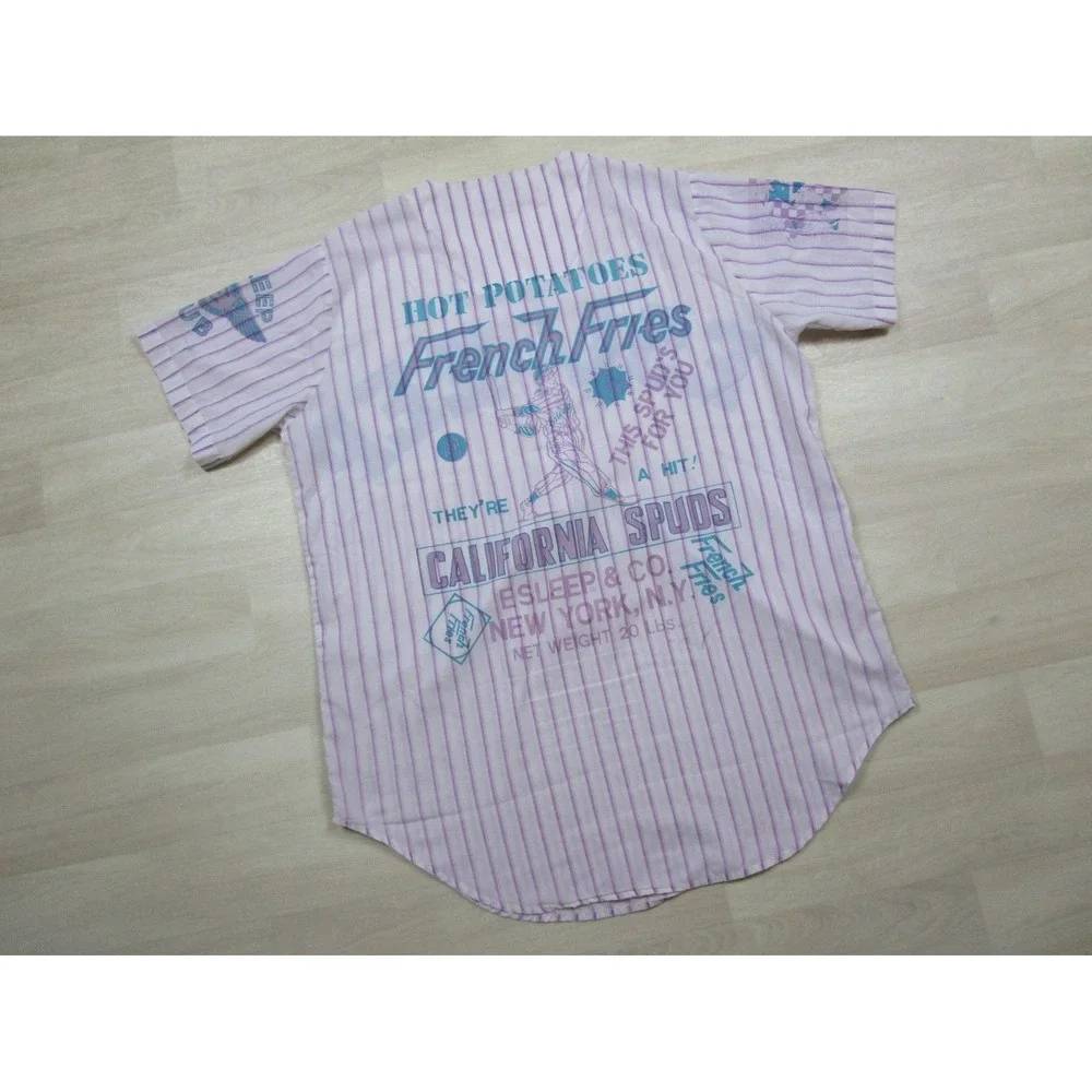 Vintage 80s ESLEEP Nightgown Striped Baseball Ballpark Nightgown 1988